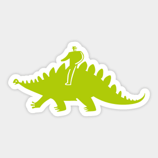 DINO-RIDER (MAN SITTING ATOP A STEGOSAURUS DINOSAUR) Sticker